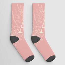 Botanical Letter A (Hibiscus Pink) Socks