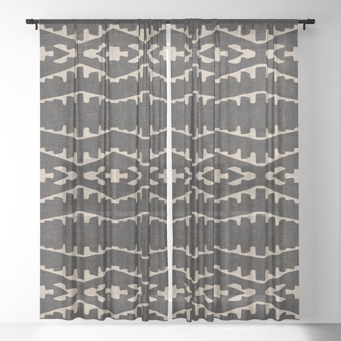 Country Western Pattern in Black Sheer Curtain