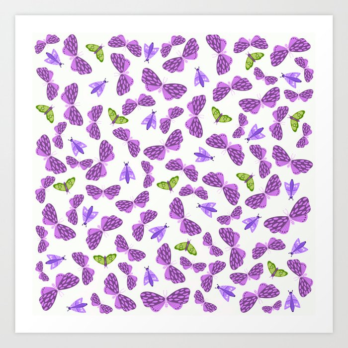 Butterflies, violet Art Print