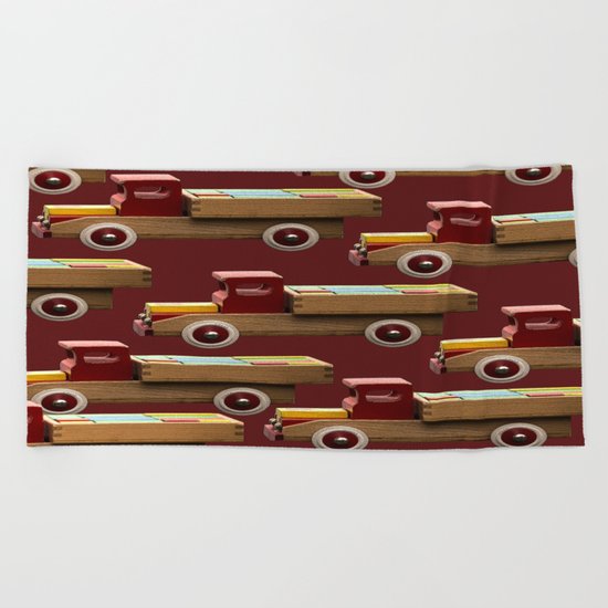 Vintage wooden toy truck Beach Towel