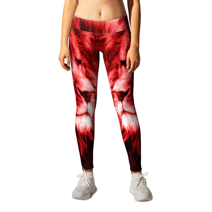 The Strength of a Lion Red Leggings