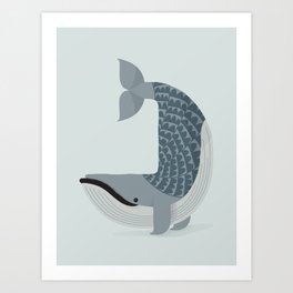 Whimsical Blue Whale Art Print