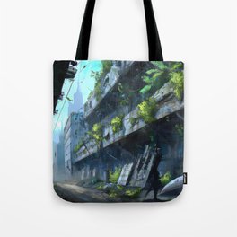 Post apocalyptic city Tote Bag