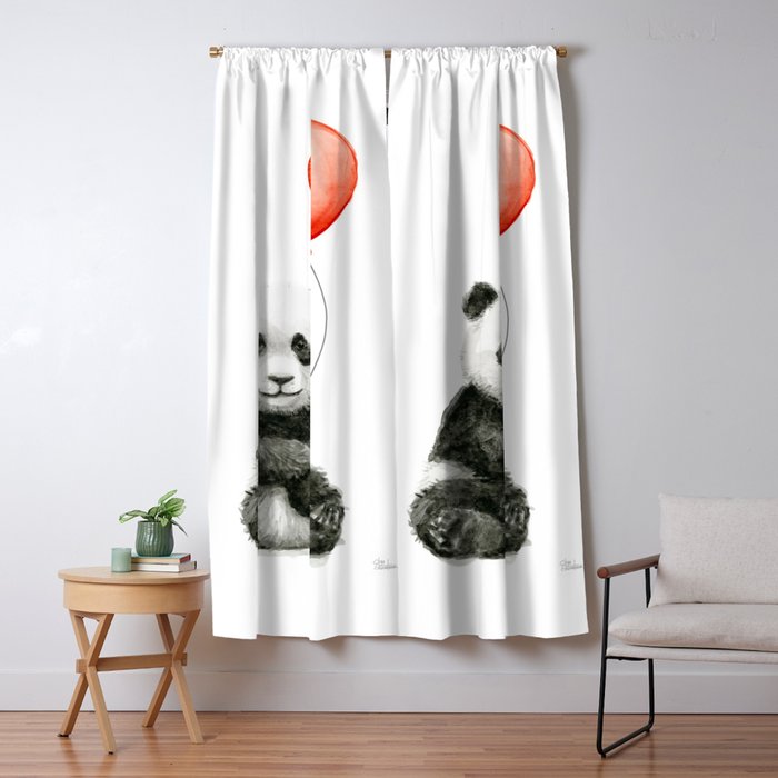 Baby Panda And Red Balloon Blackout Curtain By Olechka Society6