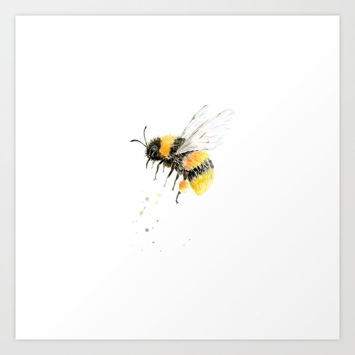 Watercolor Painting Bumble Bee Art Print By Chengjing Society6