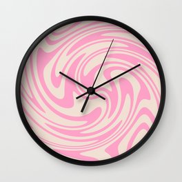 70s Retro Swirl Pink Color Abstract Wall Clock