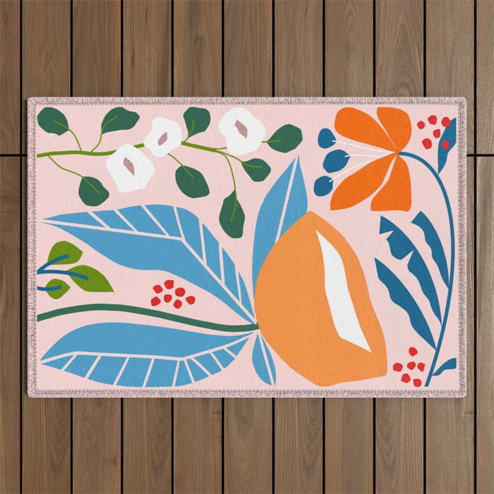Spring Abstract Florals Outdoor Rug