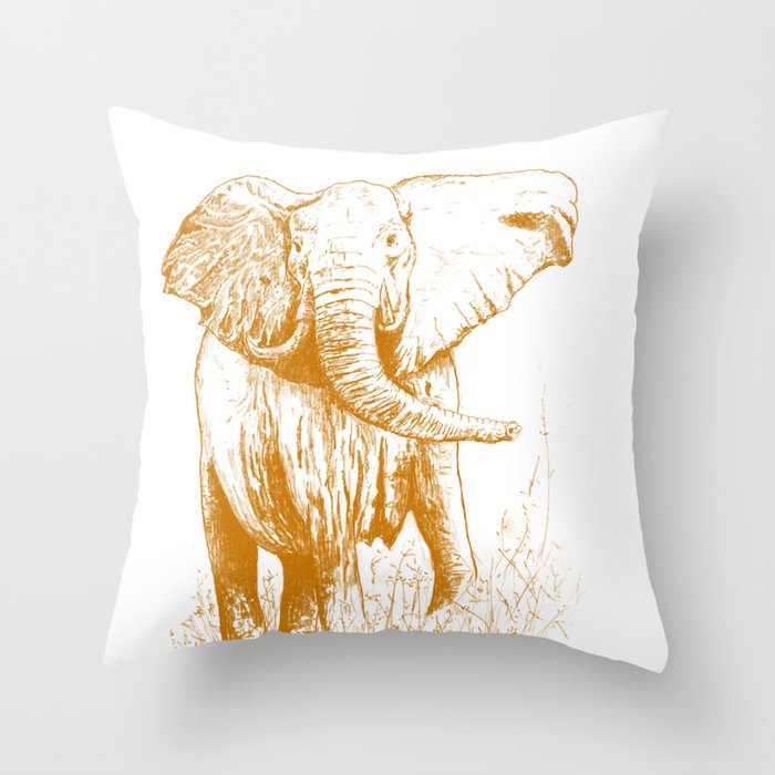 Elephant caramel Throw Pillow