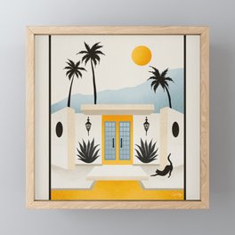 Palm Springs Home – Yellow & Blue Framed Mini Art Print