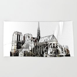 Notre Dame 2 bywhacky Beach Towel