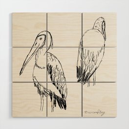 Black Crane  Wood Wall Art