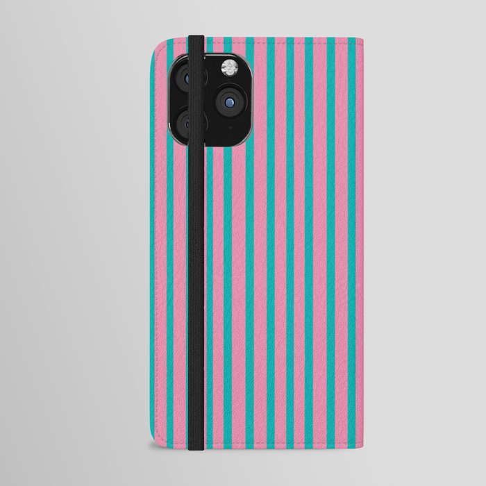 Pink Green Stripes iPhone Wallet Case