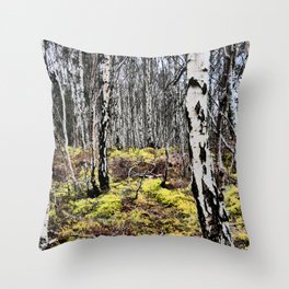 Spring Birch Tree Woodland in the Scottish Highlands in I Art  Throw Pillow