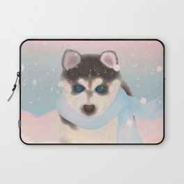 Husky Puppy in Snow Laptop Sleeve