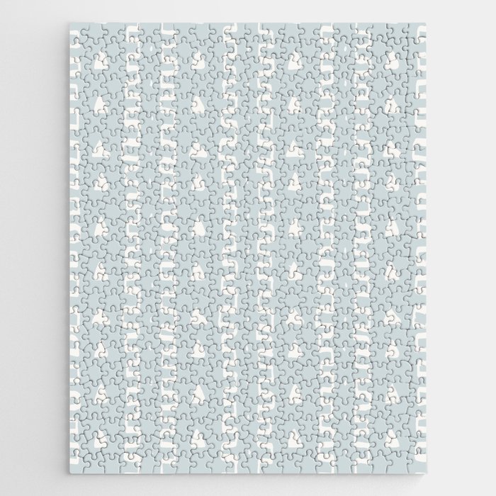 Merit Mud Cloth Light Blue and White Triangle Pattern Jigsaw Puzzle