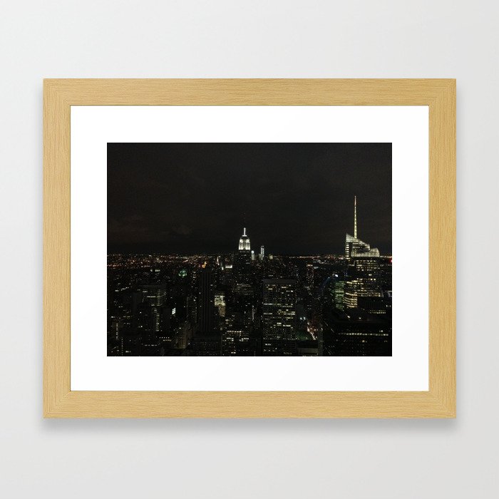New York Skyline at Night Framed Art Print
