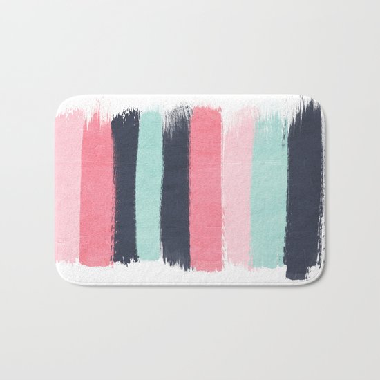Cecily - abstract paint brush strokes paintbrush brushstrokes boho chic trendy modern minimal Bath Mat