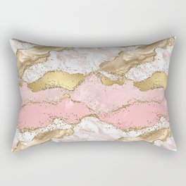 Pink Gold Glitter Agate Pretty Girly Rectangular Pillow