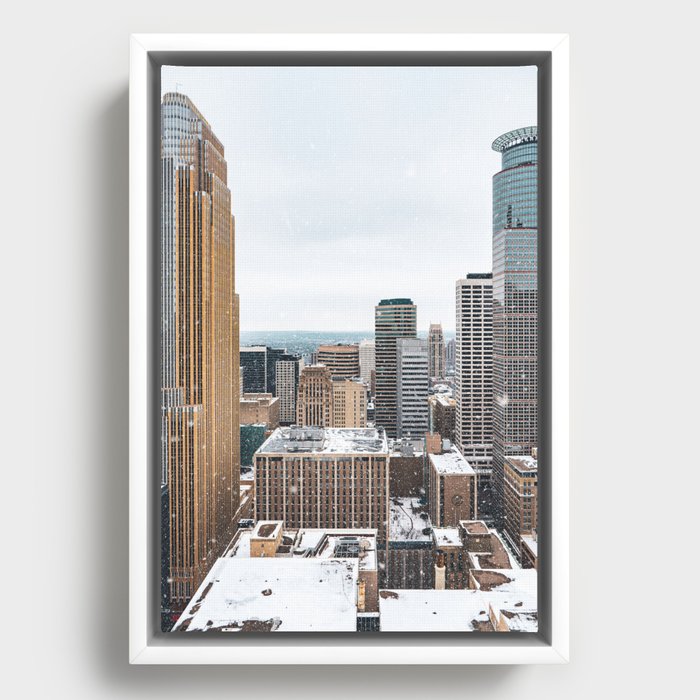 Snow in the City | Photography in Minneapolis Framed Canvas