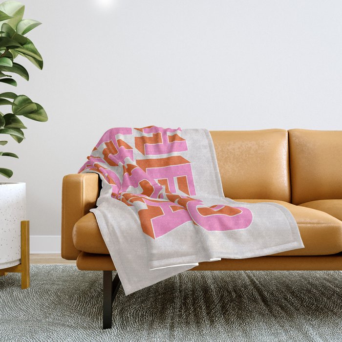 Hello Hola Howdy (Pink Orange) Horizontal Throw Blanket