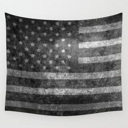 Black and White USA Flag in Grunge Wall Tapestry