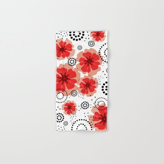 PEPPER POPPIES | red Hand & Bath Towel