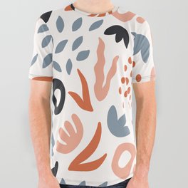 Abstract Cutouts - Orange, Peach, Gray and Black All Over Graphic Tee