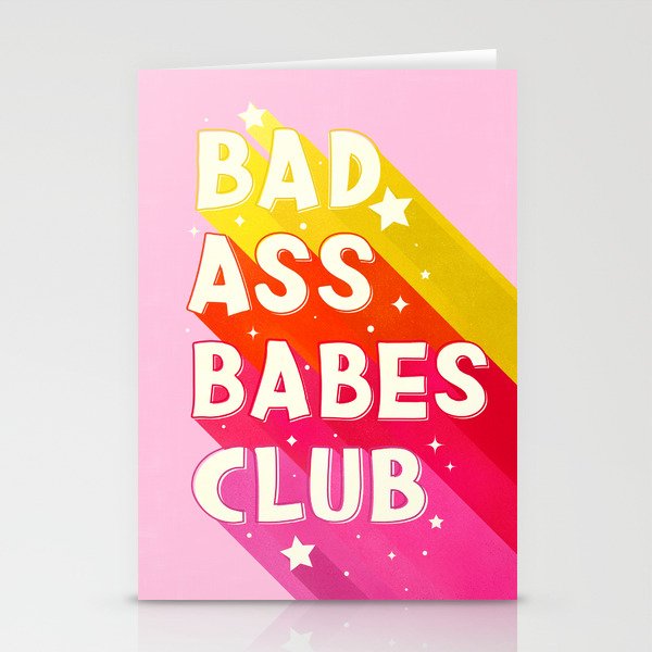Bad Ass Babes Club Retro Typo Stationery Cards