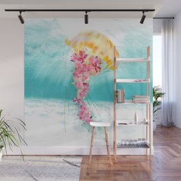 Jellyfish with Flowers Wall Mural