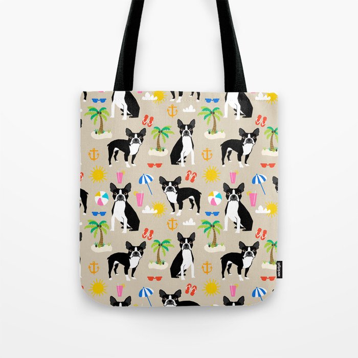 Boston Terrier beach summer vacation dog breed gifts must have boston terriers Tote Bag