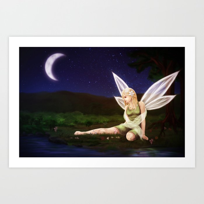 Fairy in the moonlight Art Print