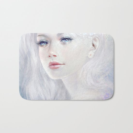 Ethereal - White as ice beatiful girl portrait Bath Mat