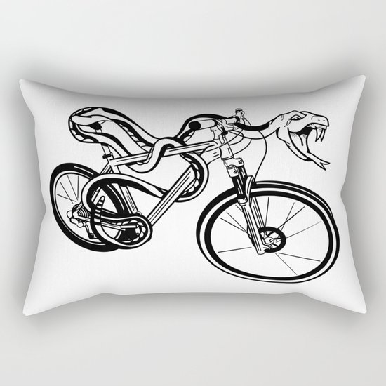 Snake Riding A Mountain Bike Rectangular Pillow