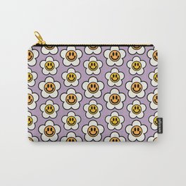 Bold And Funky Flower Smileys Pattern (Muted Lavender BG) Carry-All Pouch