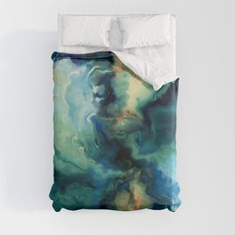 Marbled Ocean Abstract, Navy, Blue, Teal, Green Duvet Cover