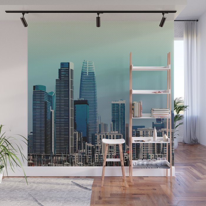 Bay City Skyline Wall Mural by Nord & Co. Society6