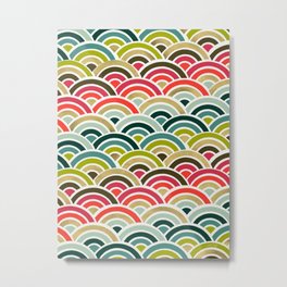 Japanese Seigaiha Wave – Coral & Mint Metal Print | Wave, Seigaiha, Holidays, Minimalism, Holiday, Catcoq, Ombre, Metallic, Cheer, Christmas 