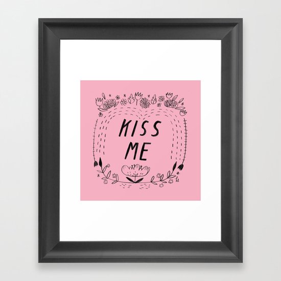 Kiss Me - Pink Framed Art Print