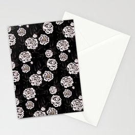 Black And White Vintage Flower Power Floral Pattern 60s 70s Retro Stationery Card