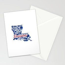LA Tech Louisiana Landmark State - Red and Blue LA Tech Theme Stationery Cards