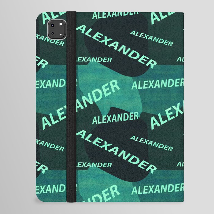 seamless pattern with the name Alexander in blue colors and watercolor texture iPad Folio Case