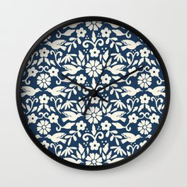 Otomi inspired floral pattern Wall Clock