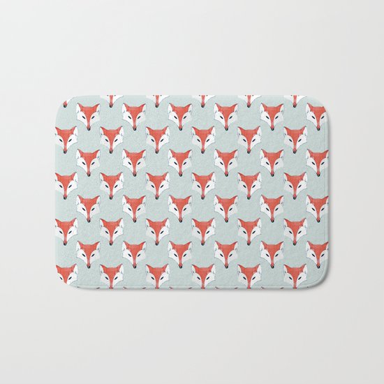 Fox Pattern on Sage Bath Mat