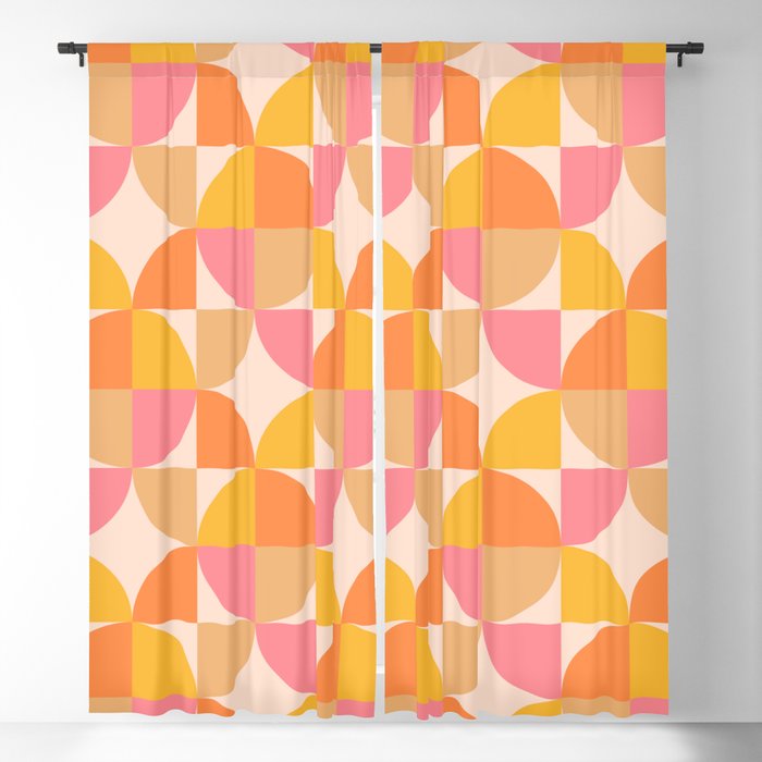 Mid Century Modern Scandinavian Pattern 345 Orange Pink and Yellow Blackout Curtain