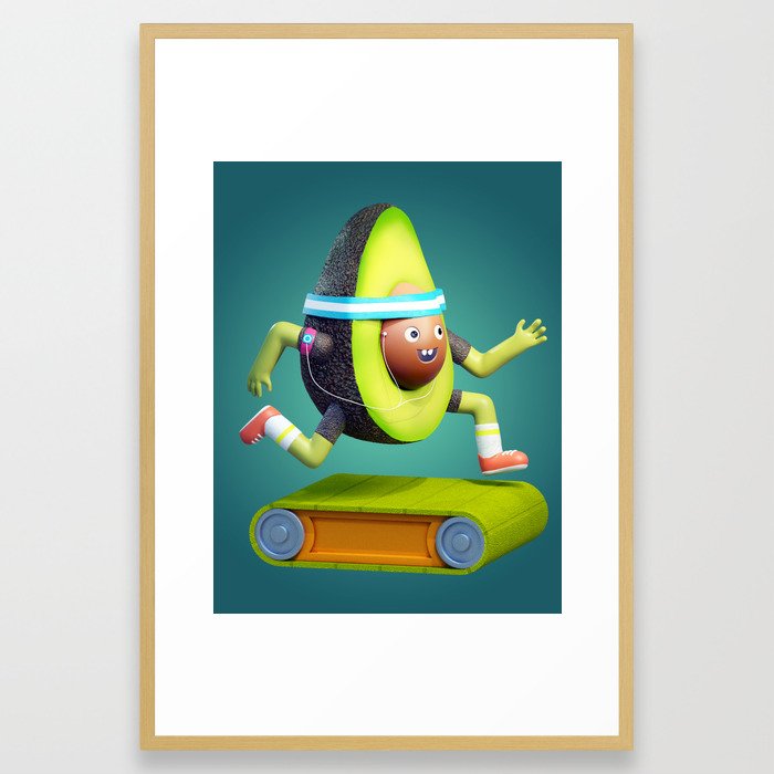 Running Avocado Framed Art Print