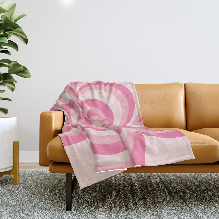 Groovy Pink Flower Throw Blanket