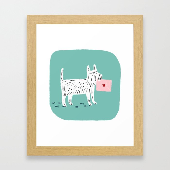 White Terrier Sending Love Framed Art Print
