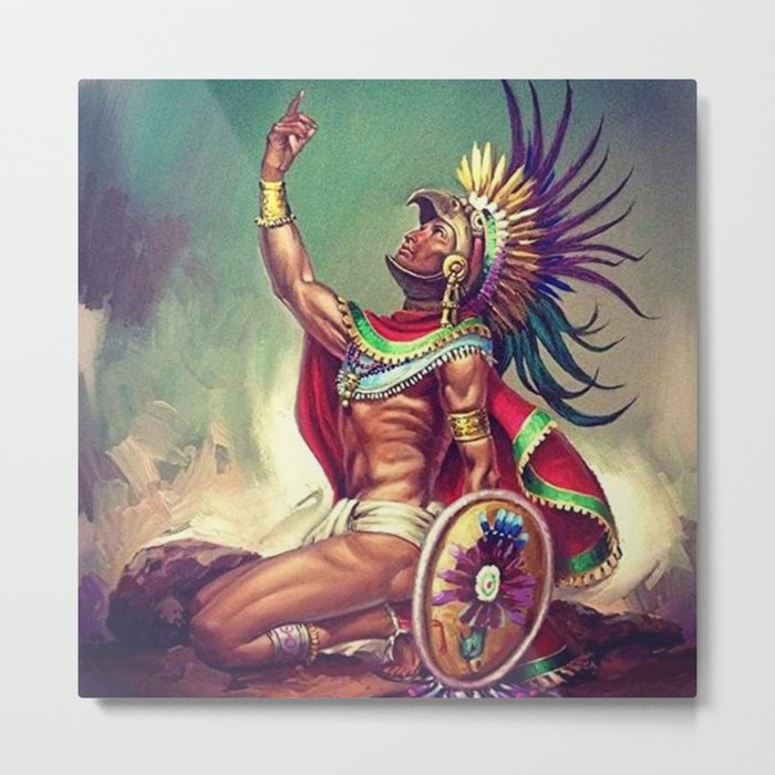 Caballero Aguila Aztec Scout Portrait painting Metal Print