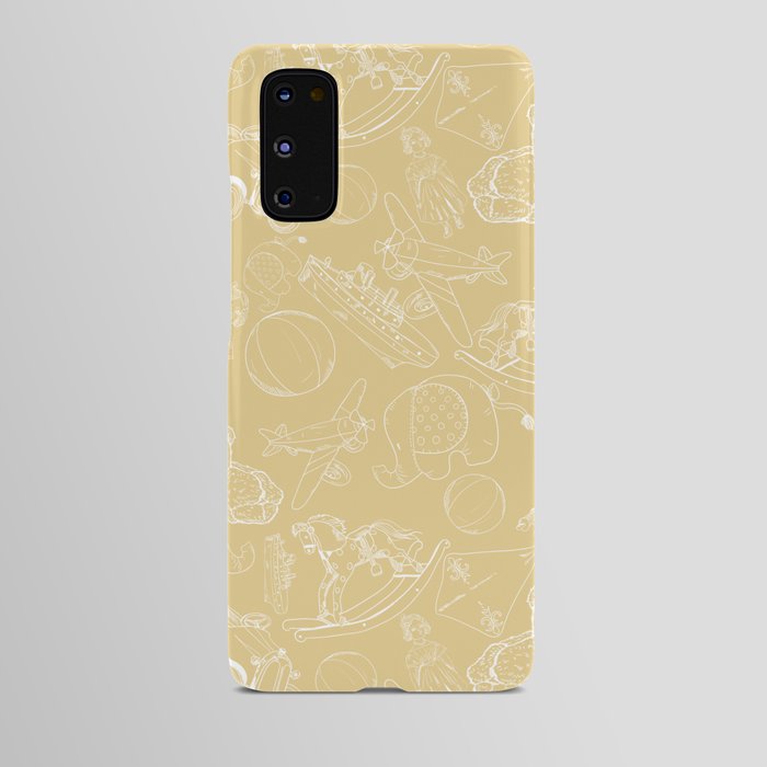 Beige and White Toys Outline Pattern Android Case