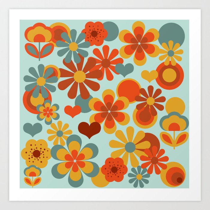 70's Flower Power Art Print by MineEyesDesign | Society6